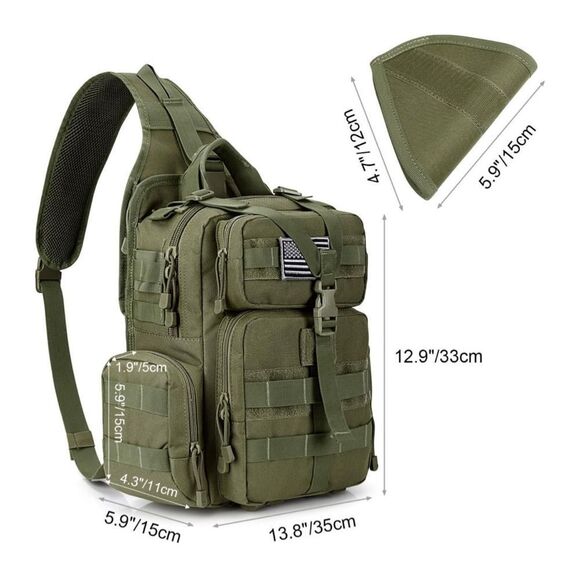 Tactical EDC Sling Bag Backpack with Pistol Holster Military Shoulder Backpack - Picture 3 of 10